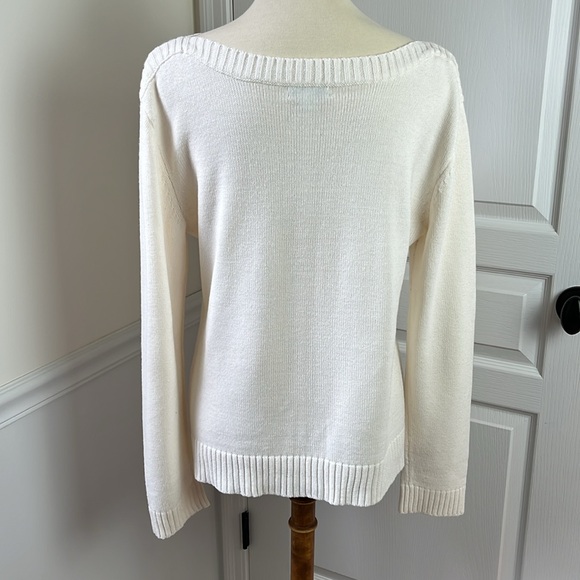 New York & Company boatneck sweater with flower detail - Picture 5 of 10